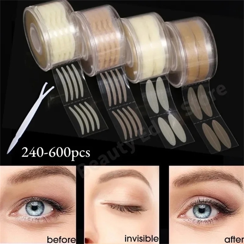 600cps Eyelid Tape Eye Lift Double Eyelid Sticker Clear Beige Color Natural Invisible Fold Eyelid Stripe Big Eyes Makeup Beauty 240621