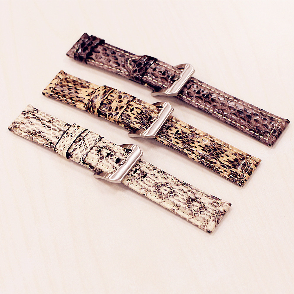 Luxury Snake Leather Watchband 20MM 22MM 24MM Pin Buckle Leather Watch Waterproof Men's Watch Replacement Accessories