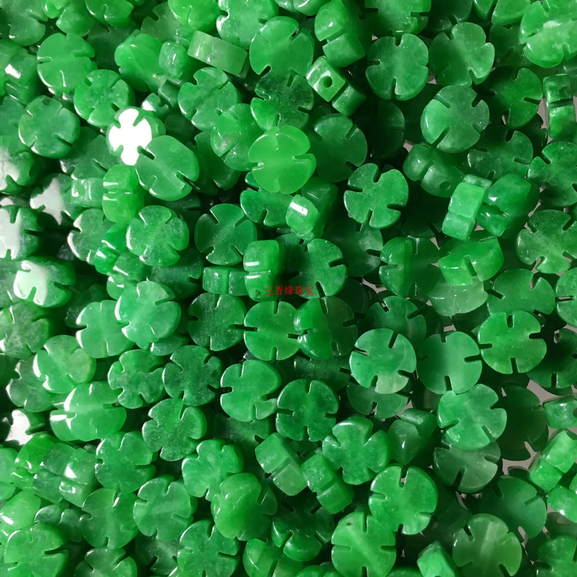 10pc Natural A Green Jade Cross Flower Beads DIY Bracelet Bangle Charm Jewellery Accessories Amulet Gifts Women Men