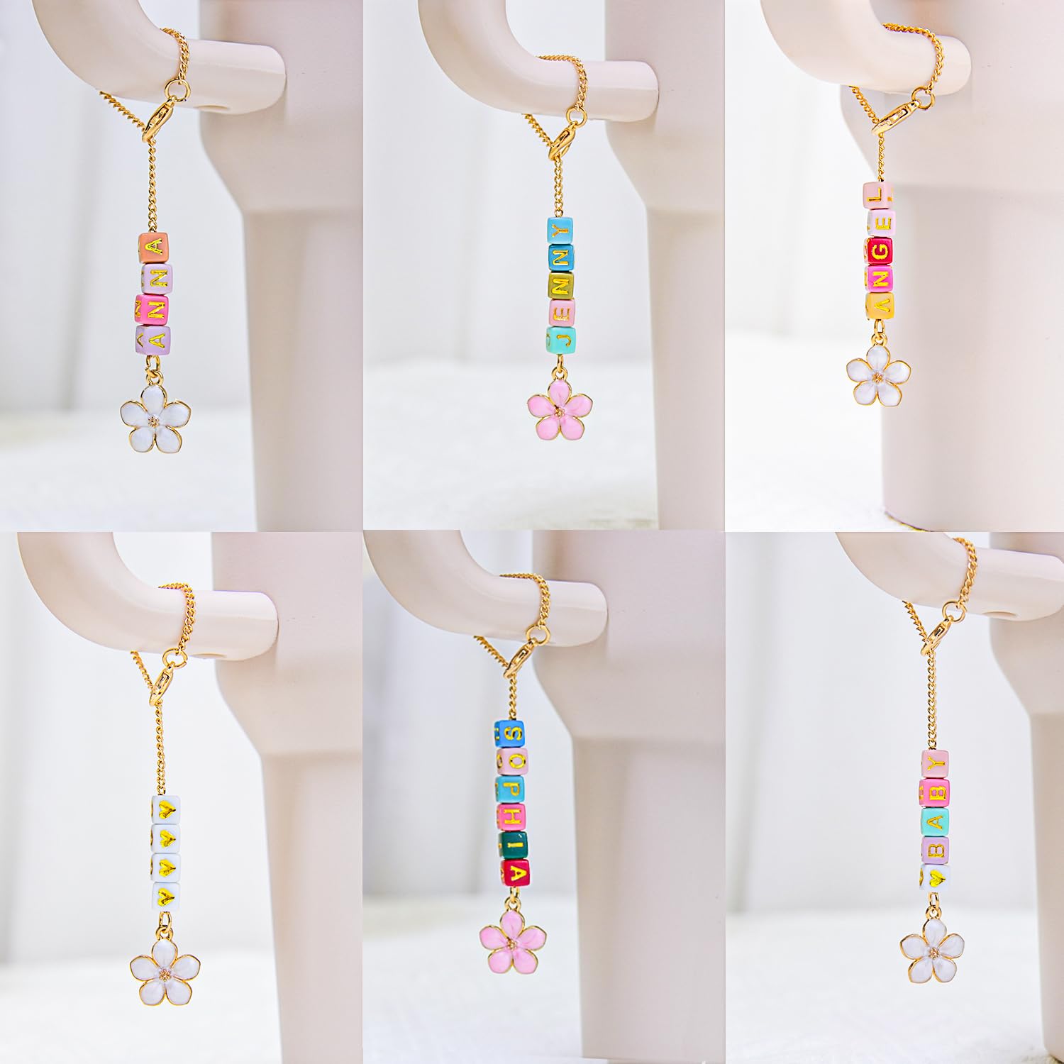 DIY Letter Charm Set for Stanley Cup, Name ID Personalized Handle Charm for Stanley Tumbler Accessories