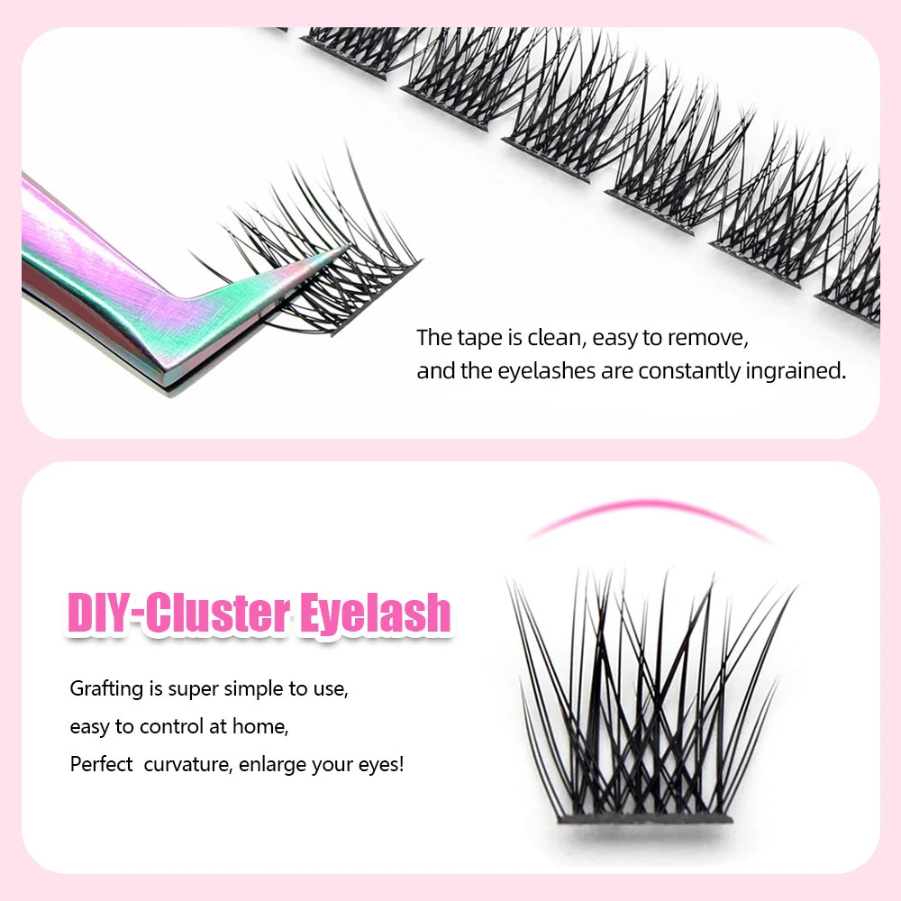 DIY 144 Cluster Lashes YUANZHIJIE free ship Segmented Beam Natural C/D Curl Individual Mink Eyelashes Makeup Supplies at home 240624