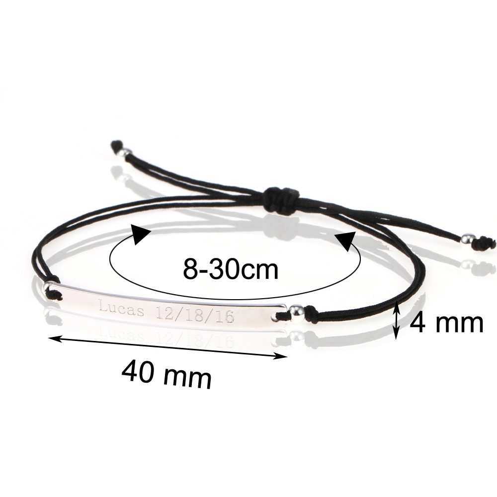 DUOYING 40*4 mm Bar Bracelets Rope Custom Name Bracelet Personalize String Bracelet Friendship Family Bracelets Jewelry forWomen