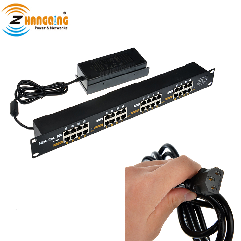 Gigabit Passive PoE 16 Port Power over Ethernet PoE Injector for 802.3af Devices with 48 Volt 120 Watt Power Supply For MikroTik