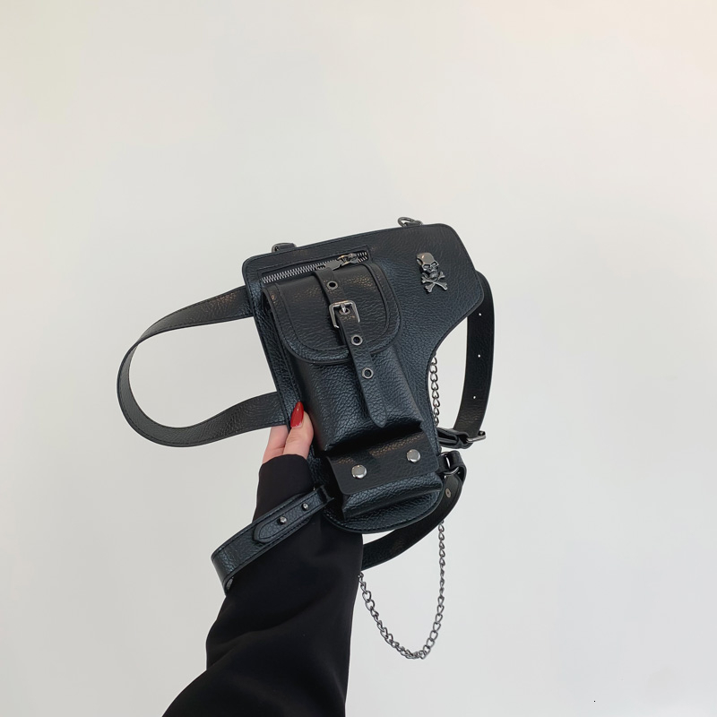 Chain Buckle Sewing Holster Shape Individuality Motorcycle Style PU Crossbody Waist and Leg Bag 2024 Hot Sale Bags for Women h6.24#35 ddmy 4e47
