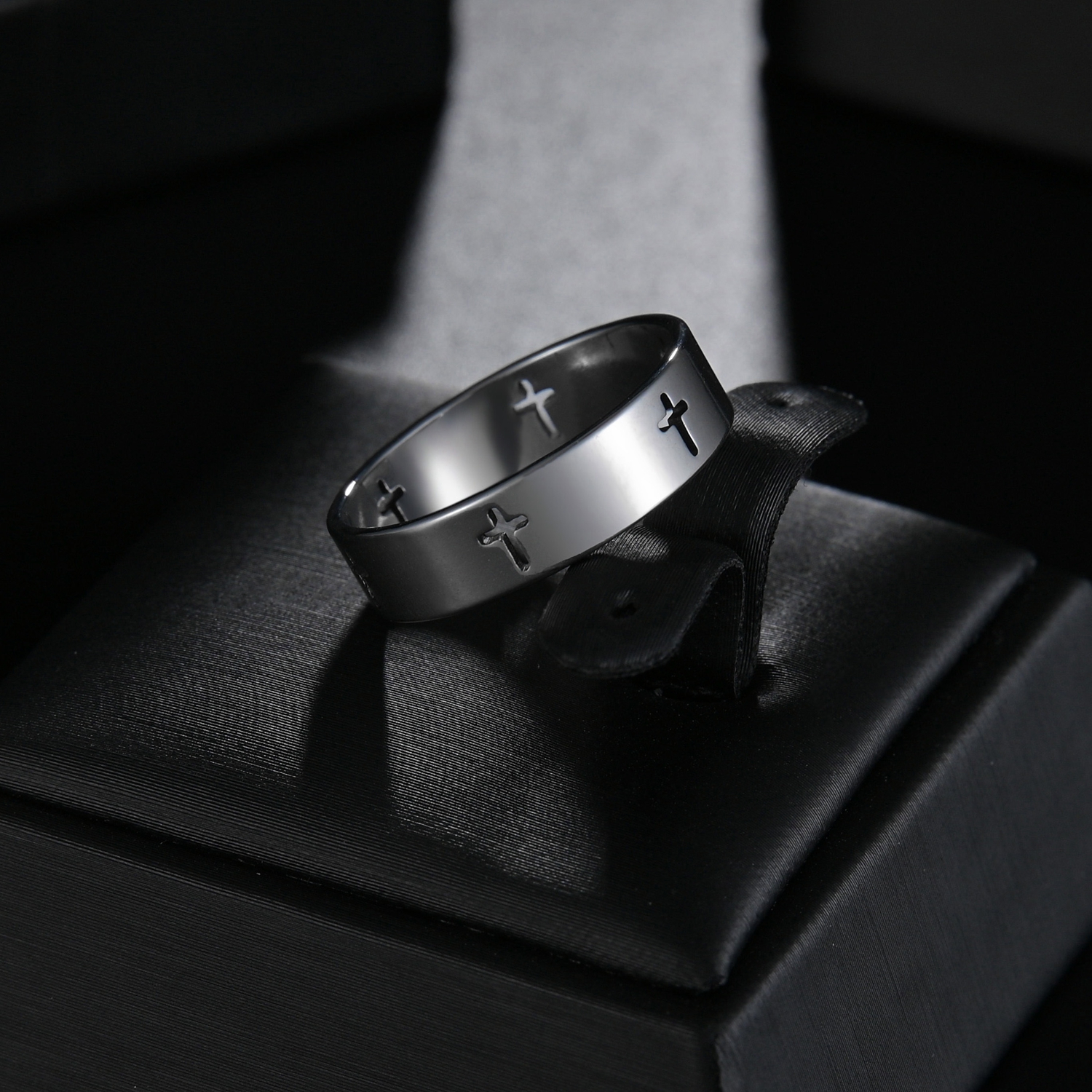 8MM Punk Titanium Steel Roman Numeral Twist Chain Rings For Men Polished Black Rock Biker Wedding Masonic Ring Jewelry Gift