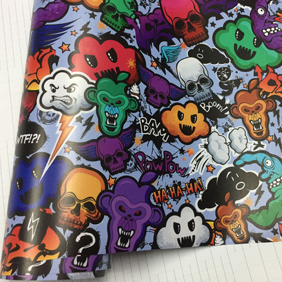 50cm*200/300cm Premium PVC Adhesive Skull Car Sticker Decal Sticker Bomb Vinyl Film Motorcycle Car Wrap Foil Air Bubble Free