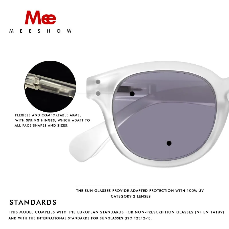 Meeshow NEW Sunglasses Reading Glasses Transparent Men Women Round Glass With Diopter UV400 Sun Reader French Presbyopia 1513