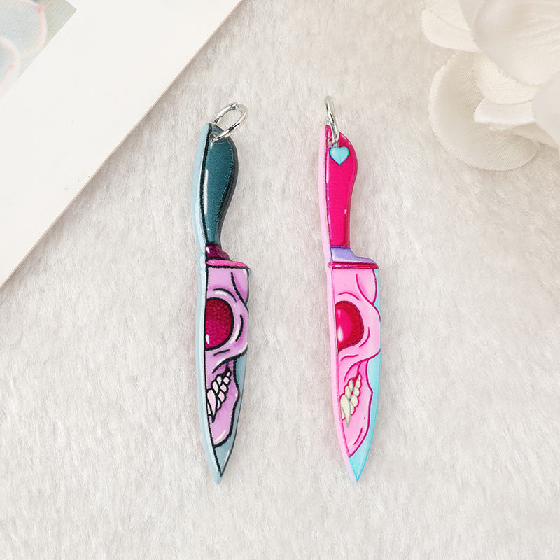 10 Pcs Halloween Charms Spooky Ghost Knife Flatback Acrylic Jewlery Findings For Earrings Keychain Pendants Diy Making
