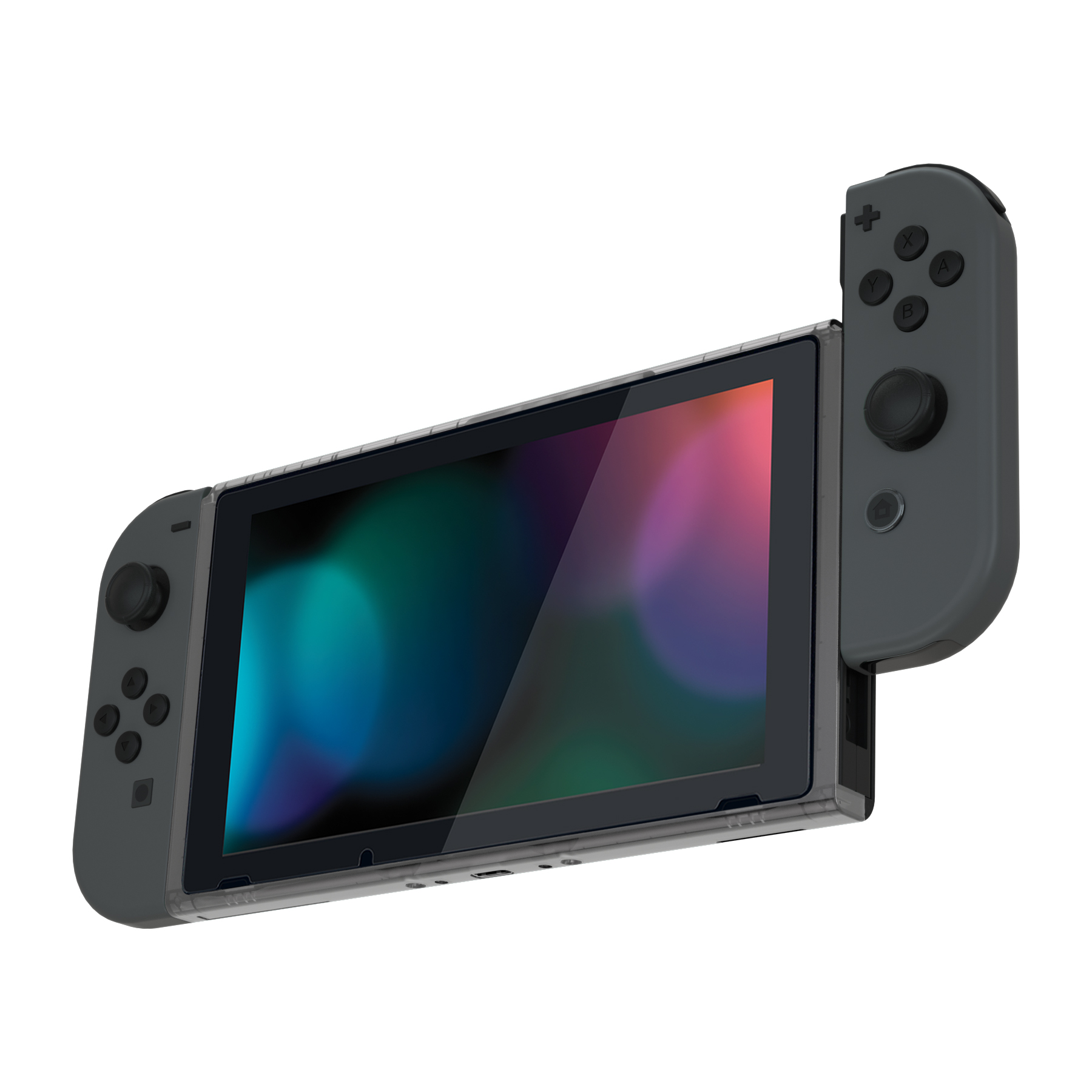 eXtremeRate DIY Housing Shell Clear Replacement Faceplate Front Frame with Volume Up Down Power Buttons for NS Switch Console