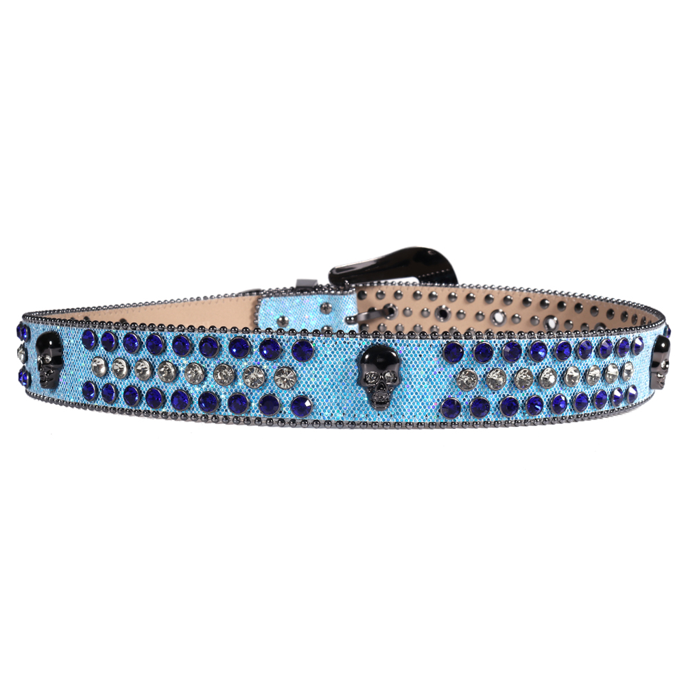 New Designer Rhinestone Belt Western Skull Belt With Diamond Woman Man Quality Strap Cinturones Para Mujer Cinto De Strass Jeans
