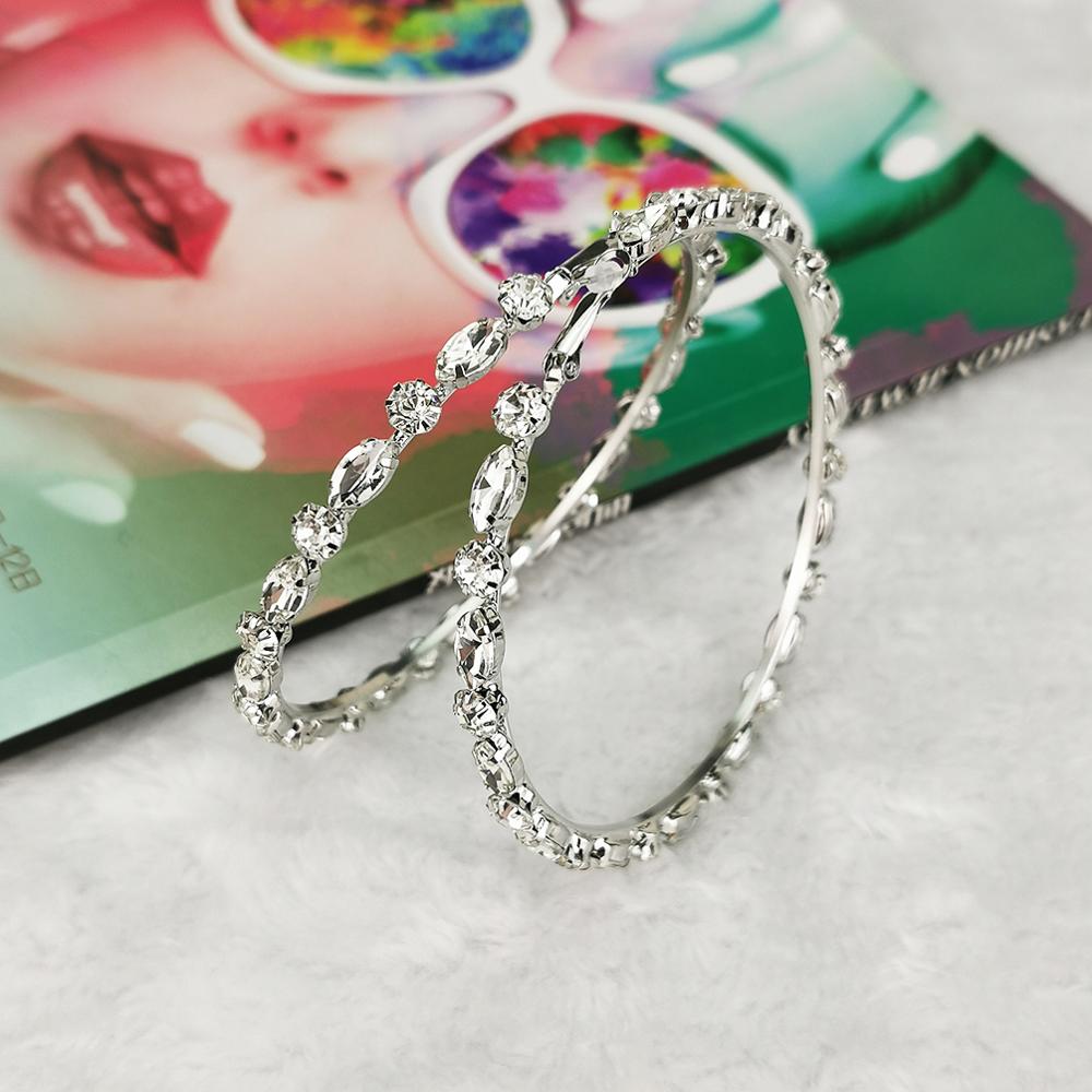 MANILAI Luxury Wedding Big Crystal Hoop Earrings For Women Rhinestones Statement Earrings Gems Hoops Brincos Weddings Jewelry