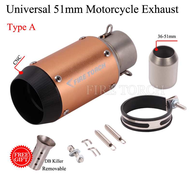 Slip On Universal Motorcycle Mini Exhaust Pipe Muffler Modified Escape DB Killer 51mm For Ninja 650 MT-03 GSXR600 CBR1000RR