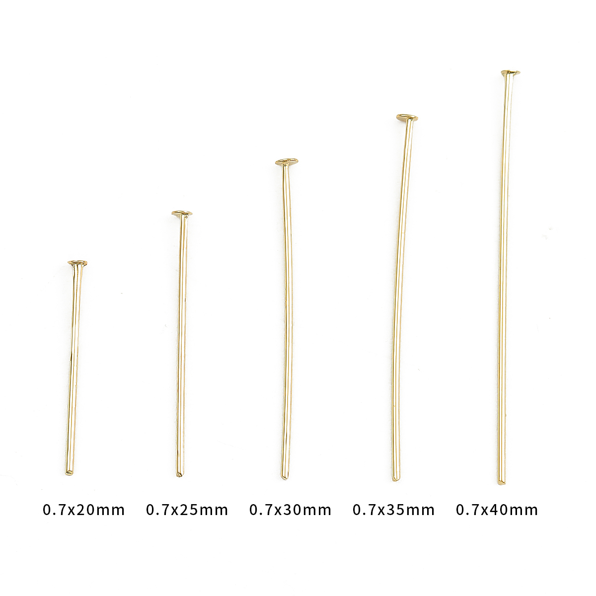 50Pcs/Lot 18K Real Gold Plated 20/25/30/35/40mm Supplies For Jewelry Findings Flat Head Pins DIY Jewelry Making Components
