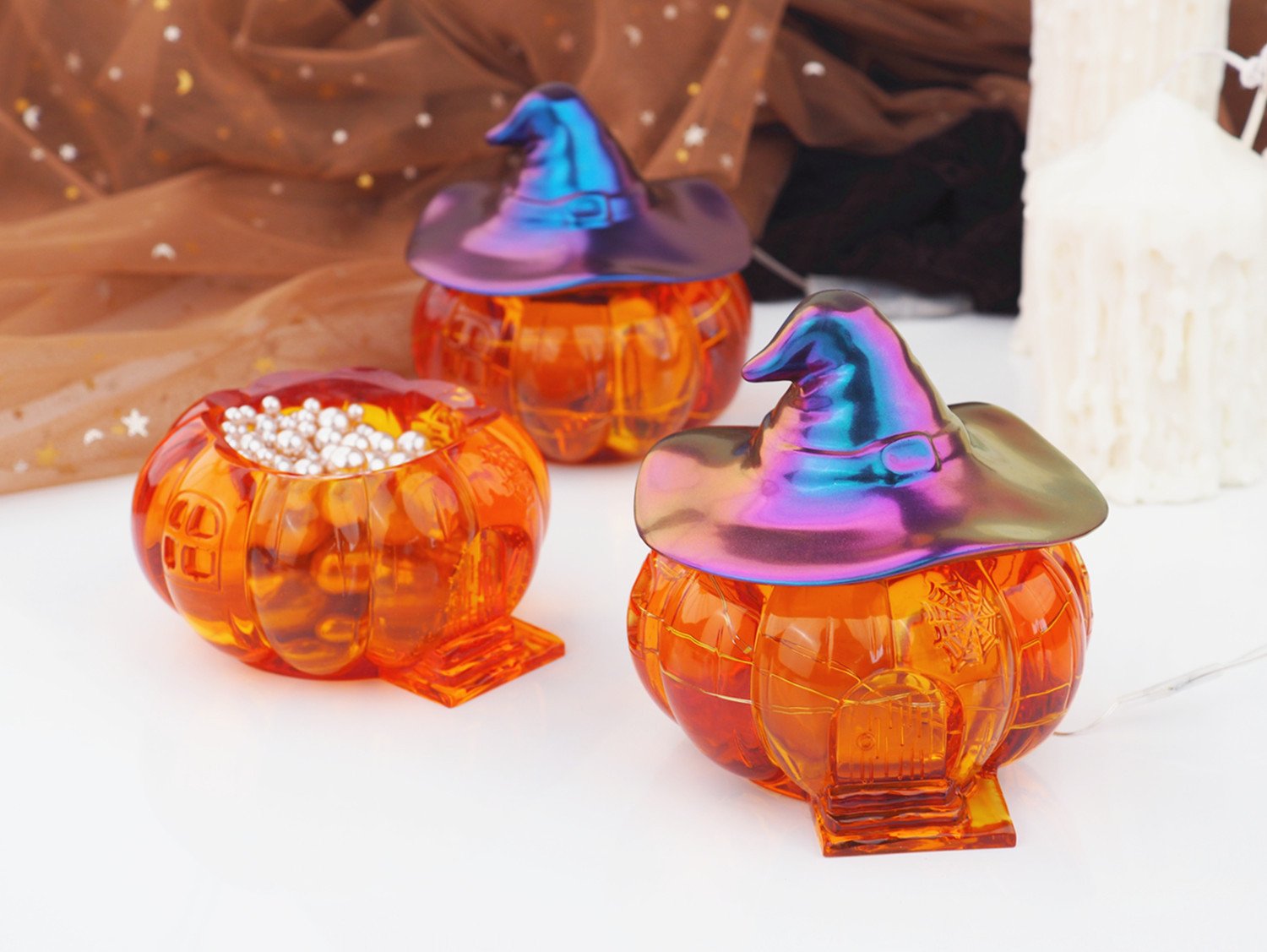 DIY Halloween Witch Pumpkin Cottage Elf House Storage Box Mold Bottles Candy Box Mirror Silicone Molds For Resin Pot Mould