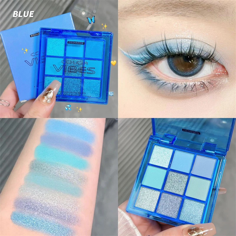 9-color Acrylic Eyeshadow Makeup Pallete Glitter Matte Eye Shadow Long Lasting Shimmer Purple Blue Greeen Eyeshadow Eye Pigments 240624