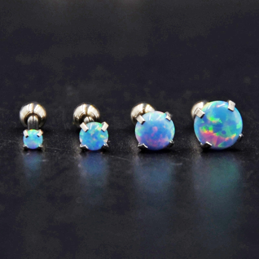 1PC 361L Surgical Steel Opal Tragus Cartilage Earring 16g End Ball Cz Gem Round Tragus Cartilage Earring Piercing Body Jewelry