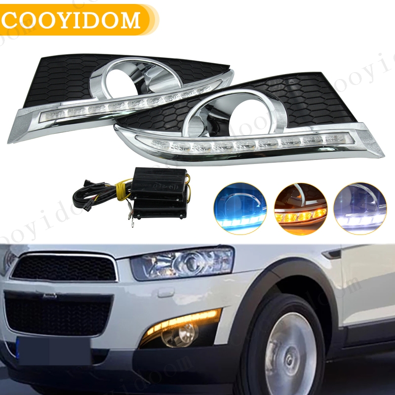 Car 12V LED DRL Daytime Running Lights with fog lamp hole For Chevrolet Captiva 2011 2012 2013 2014 2015 Turn Signal Relay
