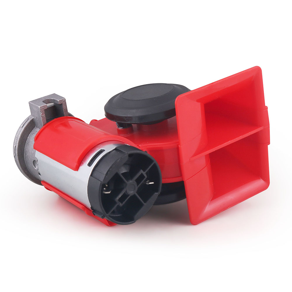 12V 115dB Car Air Horn Red Compact Dual Tone Electric Pump Loud Siren Vehicle for Car Motorcycle Truck Bicycle