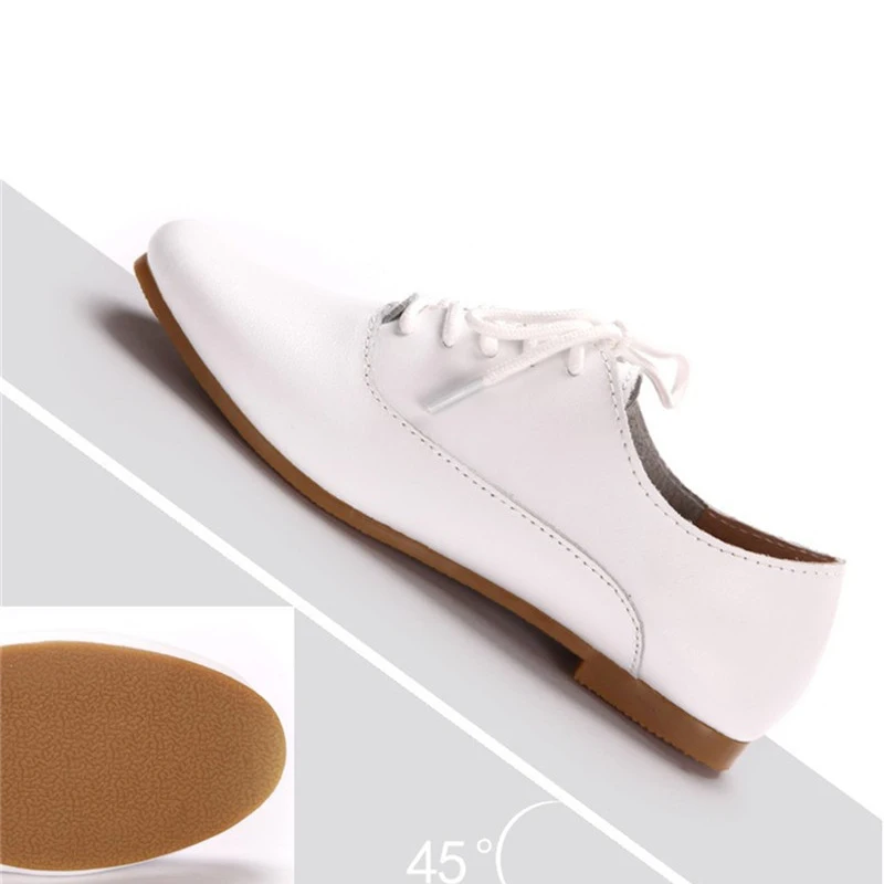 YAERNI Spring women oxford shoes ballerina flats shoes women genuine leather shoes moccasins lace up loafers white 051