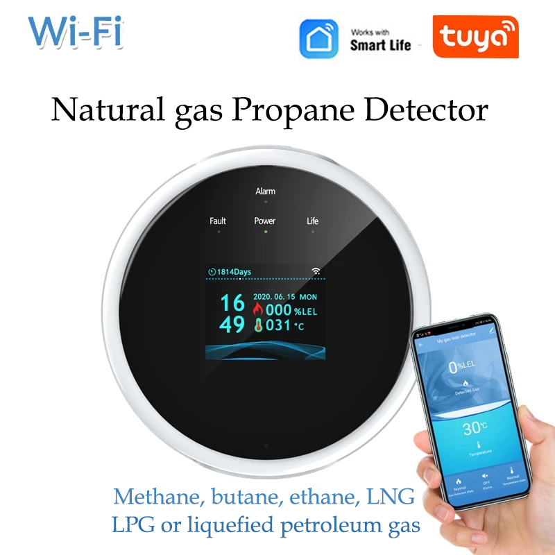 Tuya Smart life Natural Gas Leak Detector Wifi Combustible Gas Detector with Methane Propane LPG Temperature Sensor APP Monitor