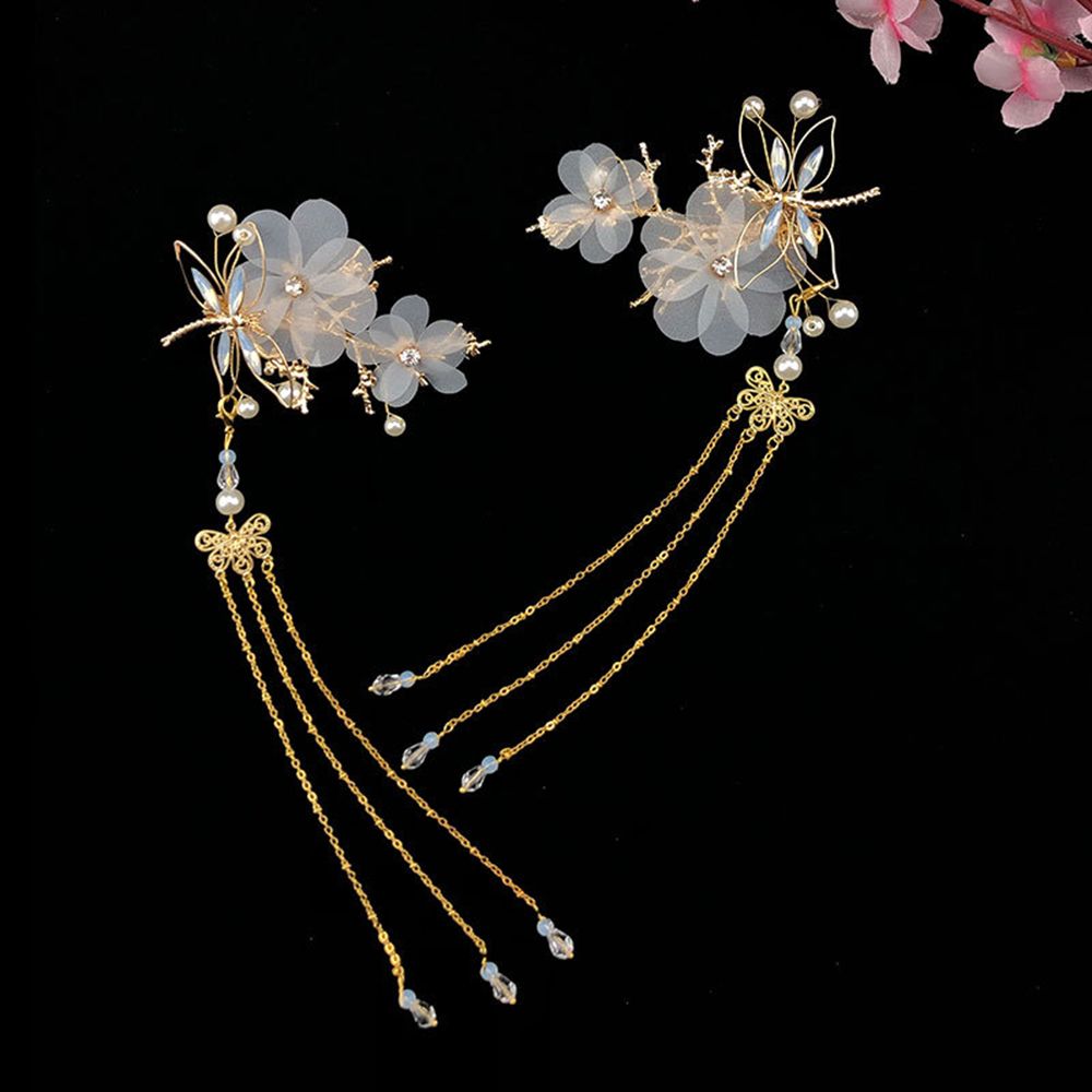 Chinese Style Tassel Hairpin Elegant Classical Hair Stick Dragonfly Butterfly Hair Pin Wedding Headwear Hair Accessories