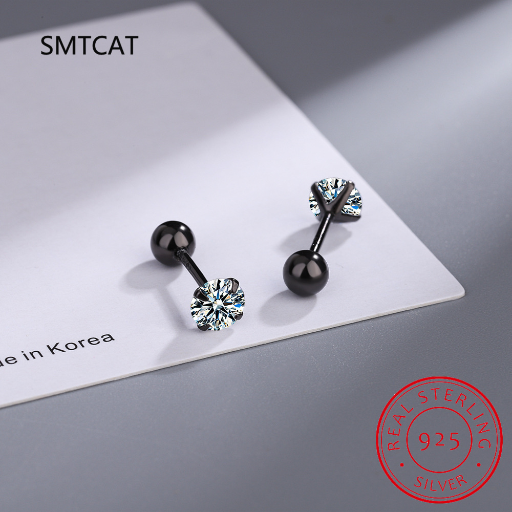 925 Sterling Silver 0.2-2ct D VVS1 6 Prong Diamond with GRA Moissanite Screw Stud Earrings For Women Wedding Fine Jewelry
