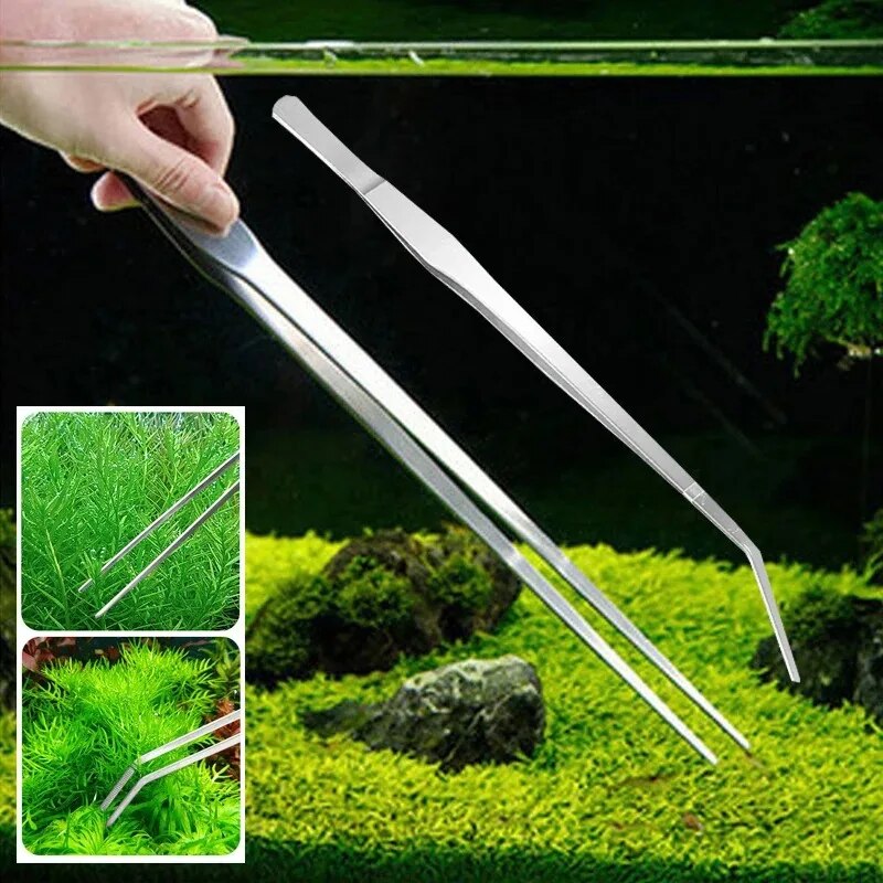 Aquarium Tweezers Straight Elbow Coral Water Grass Clip Pet Shrimp Reef Tweezers Fish Tank Cleaning Tools Aquarium Accessories