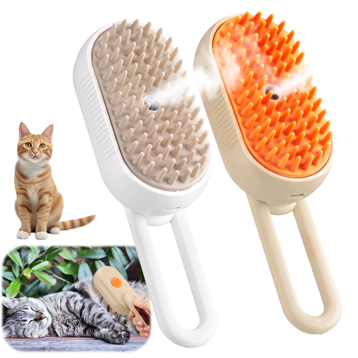 Steamy Dog Brush Electric Spray Cat Hair Brush 3 in1 Dog Steamer Brush for Massage Pet Grooming Removing Tangled and Loose Hair