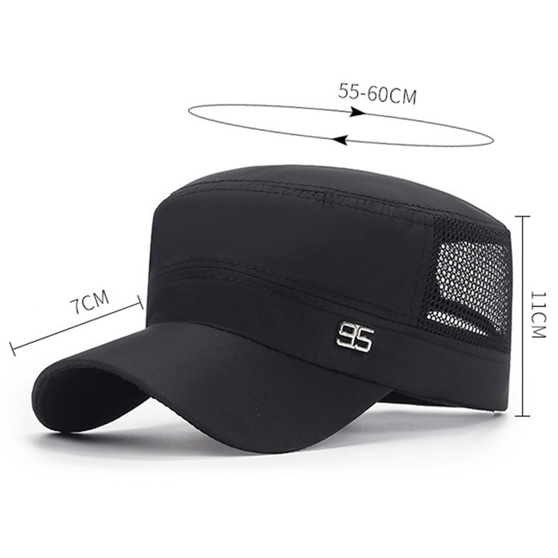 New Summer 95 Military Hats Breathable Mesh Flat Top Caps Men Women Unisex Outdoor Travel Adjustable Casual Cadet Army Cap