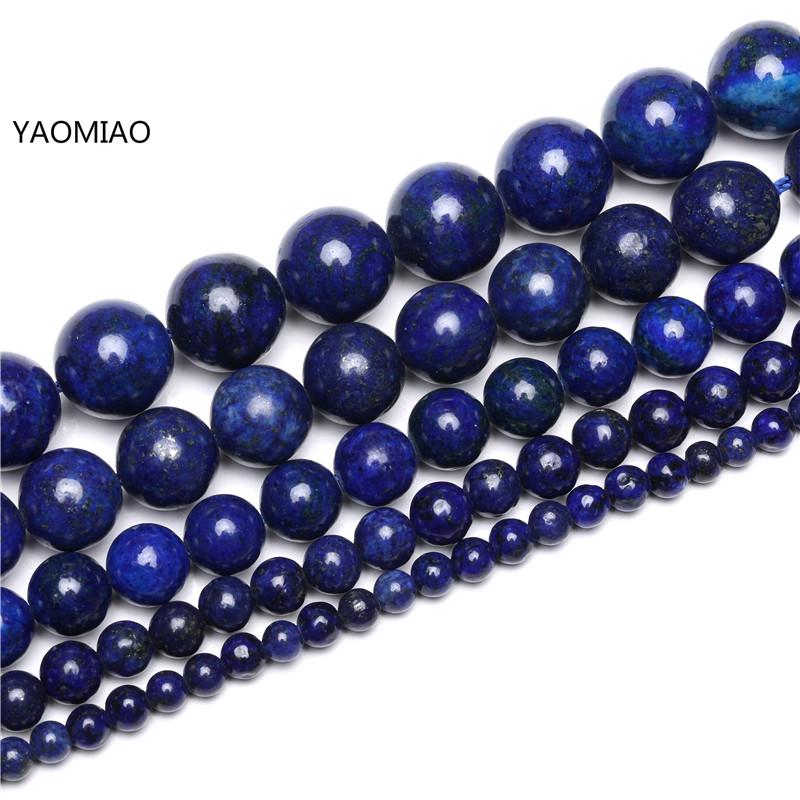 Natural Stone Lapis Lazuli Never lose Colour Round Beads 15" Strand 4 6 8 10 12 14MM Pick Size For Jewelry Making