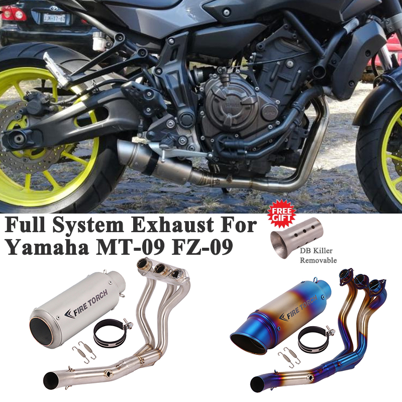 Full System Motorcycle Exhaust GP Escape Silencer For Yamaha MT-09 MT09 FZ-09 Slip On Front Link Pipe Racing Muffler DB Killer