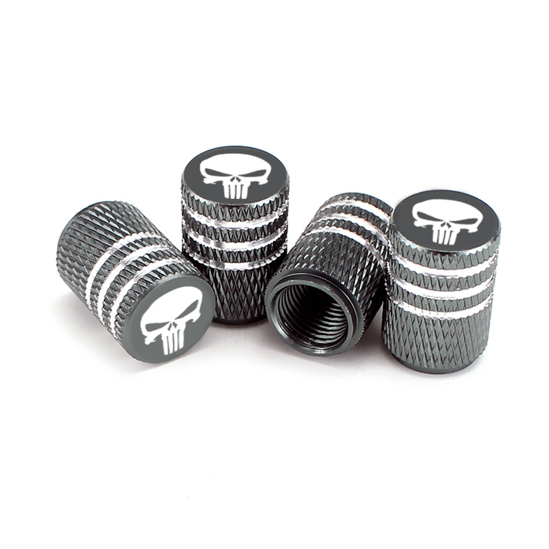 4pcs Skull head logo Car Tire Valve Caps,Aluminum Alloy Car Wheel Tire Valve Caps Dustproof car Motorcycle Truck SUV Bike