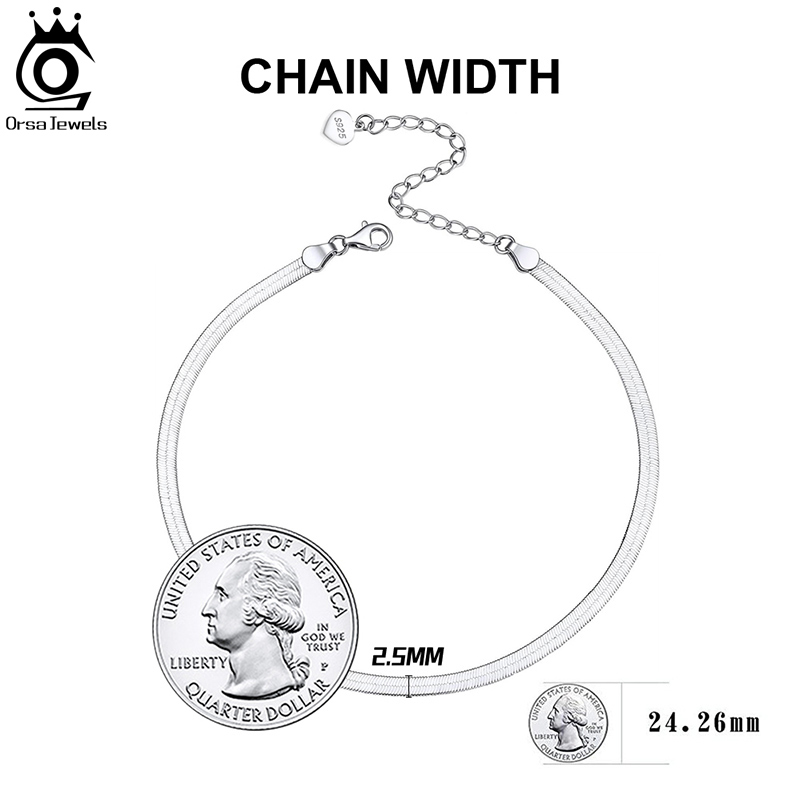 ORSA JEWELS 925 Sterling Silver Punk Flat Chain Blade Chain Anklet for Women Summer Barefoot Bracelet Anklets Jewelry SA12