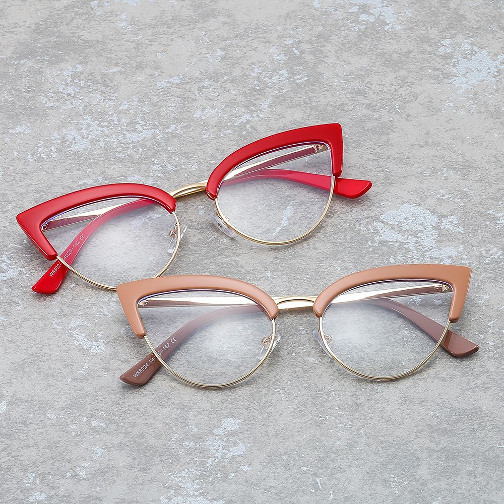 Designer Computer Goggles Women/Men Metal Frame Cat Eye Computer Glasses Blue Light Blocking Glasses Office Glasses