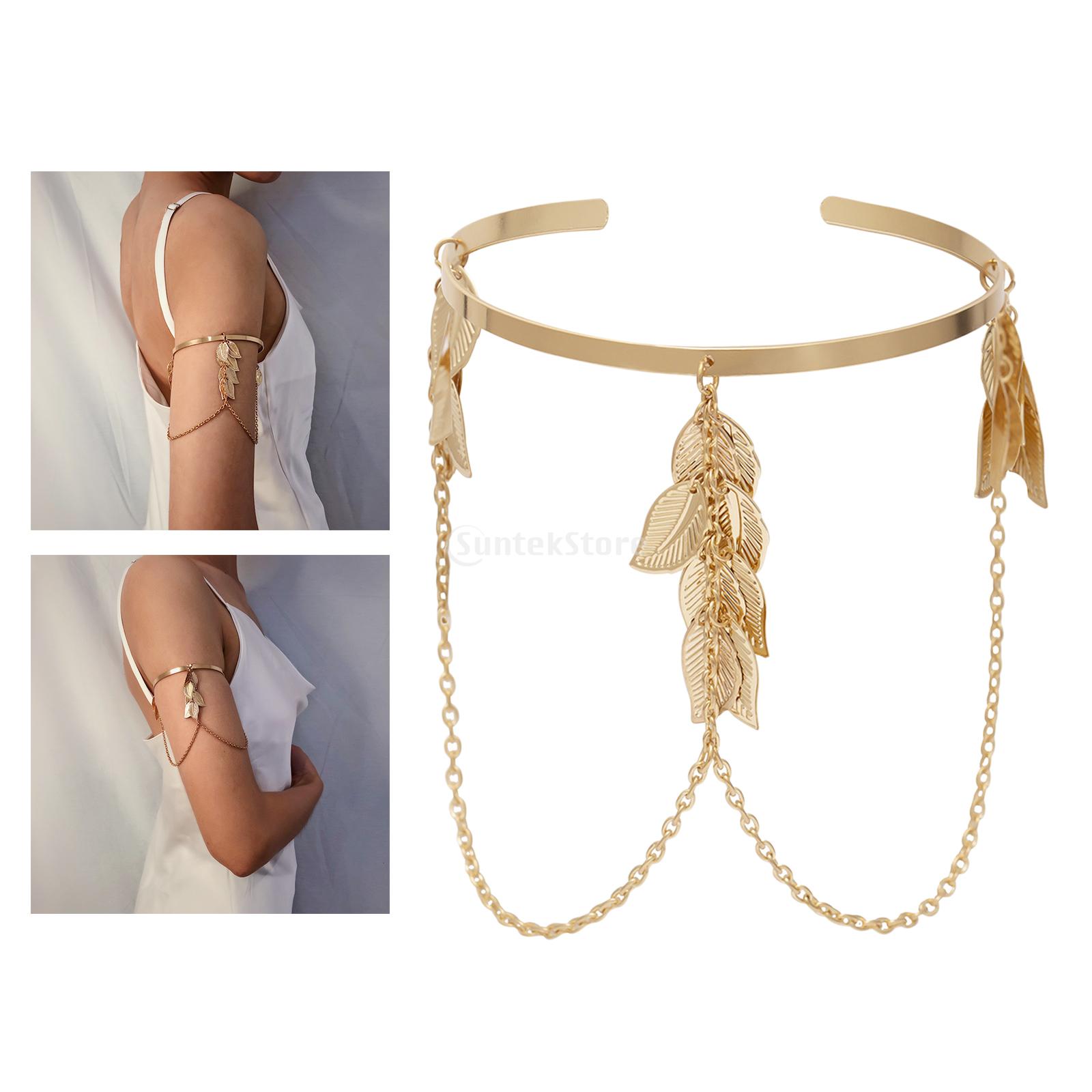 Arm Bracelet Chain Boho Retro Greek Leaf Style Adjustable Arm Bracelet for Women Girls Simple Retro Bracelet Bangle Jewelry