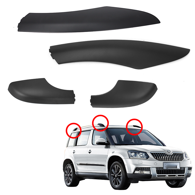For Skoda Yeti SUV Right Rear Black Roof Rack Cover Roof Bar Roof Rail End Shell Car Plasitc Cover