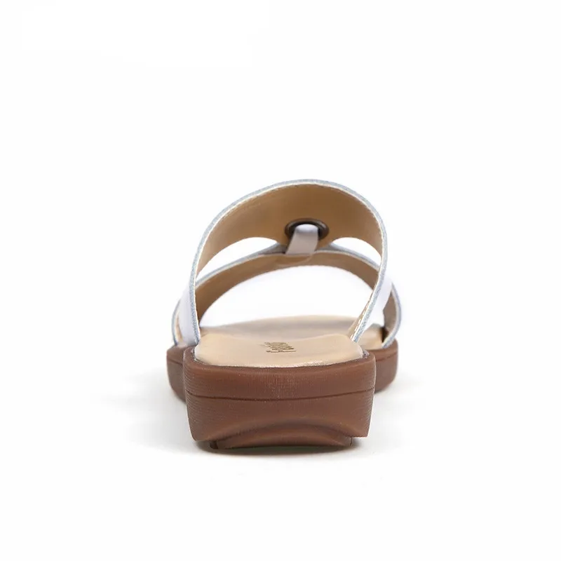 BEYARNE Casual Women's Sandals Real Cow Leather Flats Shoes Women Slip-On Summer Female Slides Leisure Beach Flip Flops