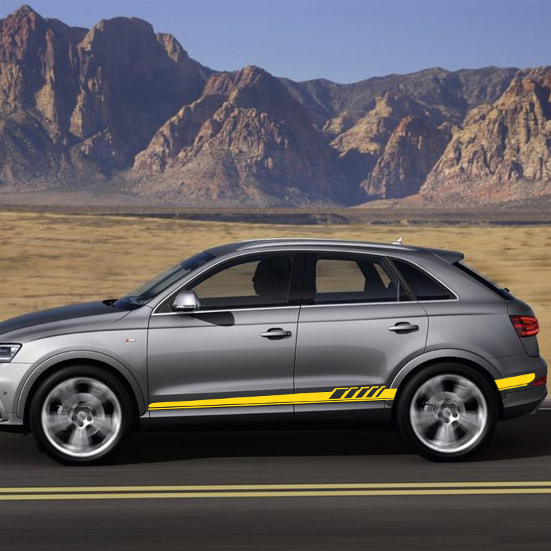 Car Side Door Sticker Long Stripe Skirt Decals Vinyl Styling for Audi A3 8P 8V A4 B6 B8 B7 A6 C5 C6 C7 Q5 Q7 TT Accessories 2pcs