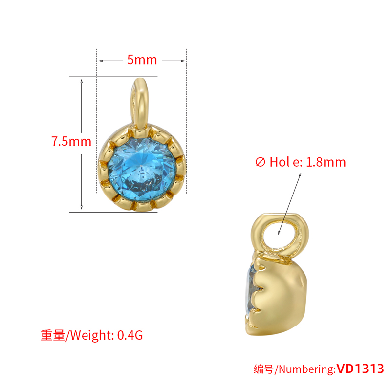 5x9mm Brass Cubic Zirconia Flower Charms Pendants Links, Hole: 1.5mm, Model: VD248