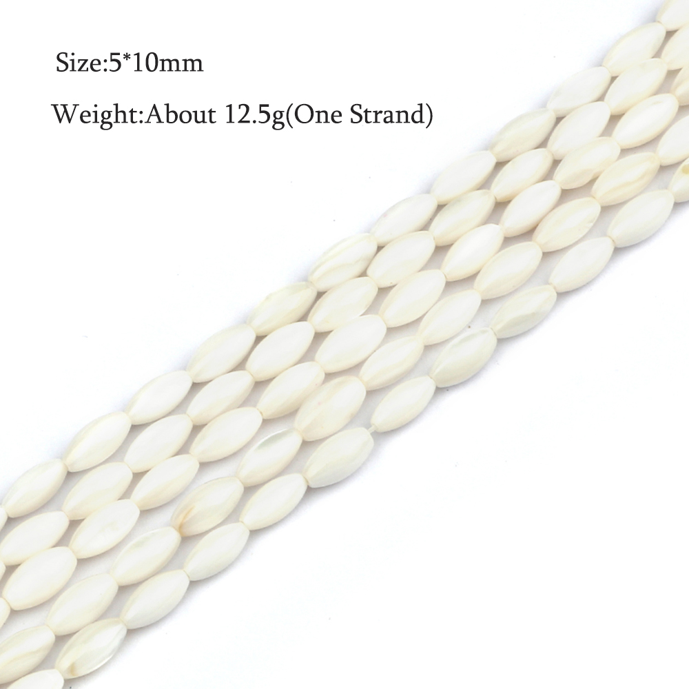 Wholesale 5*10MM White Rice Shape Freshwater Shell Beads Oval Natural Mother of Pearl Snail Shell Beads DIY Craft 15" Per Strand