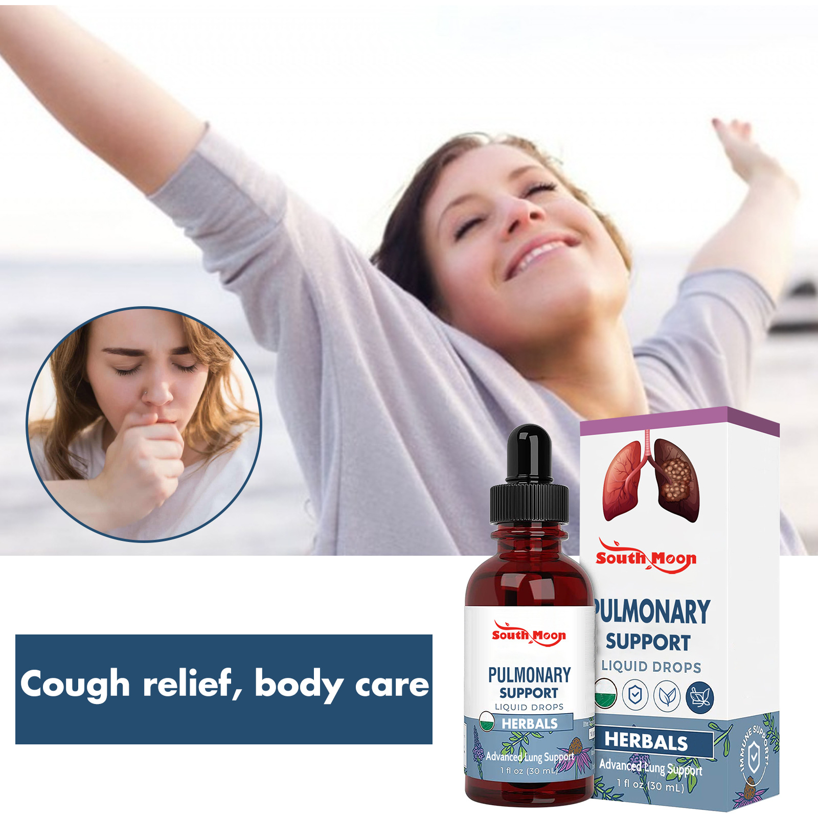 Lung Support Drops Relieve Body Nose Discomfort Coughing Sore Throat Remove Nasal Mucus Herbal Lungs Cleansing Detox Liquid 30ml