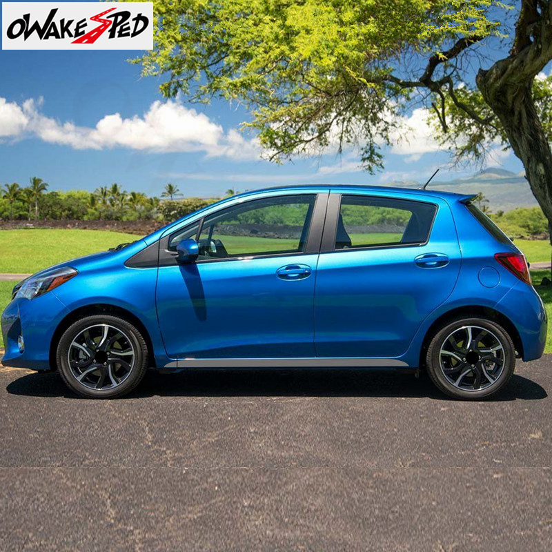 Sport Stripes Red Vinyl Decals Car Door Side Skirt Sticker For Toyota Vitz Yaris 2007-2016 Racing Styling