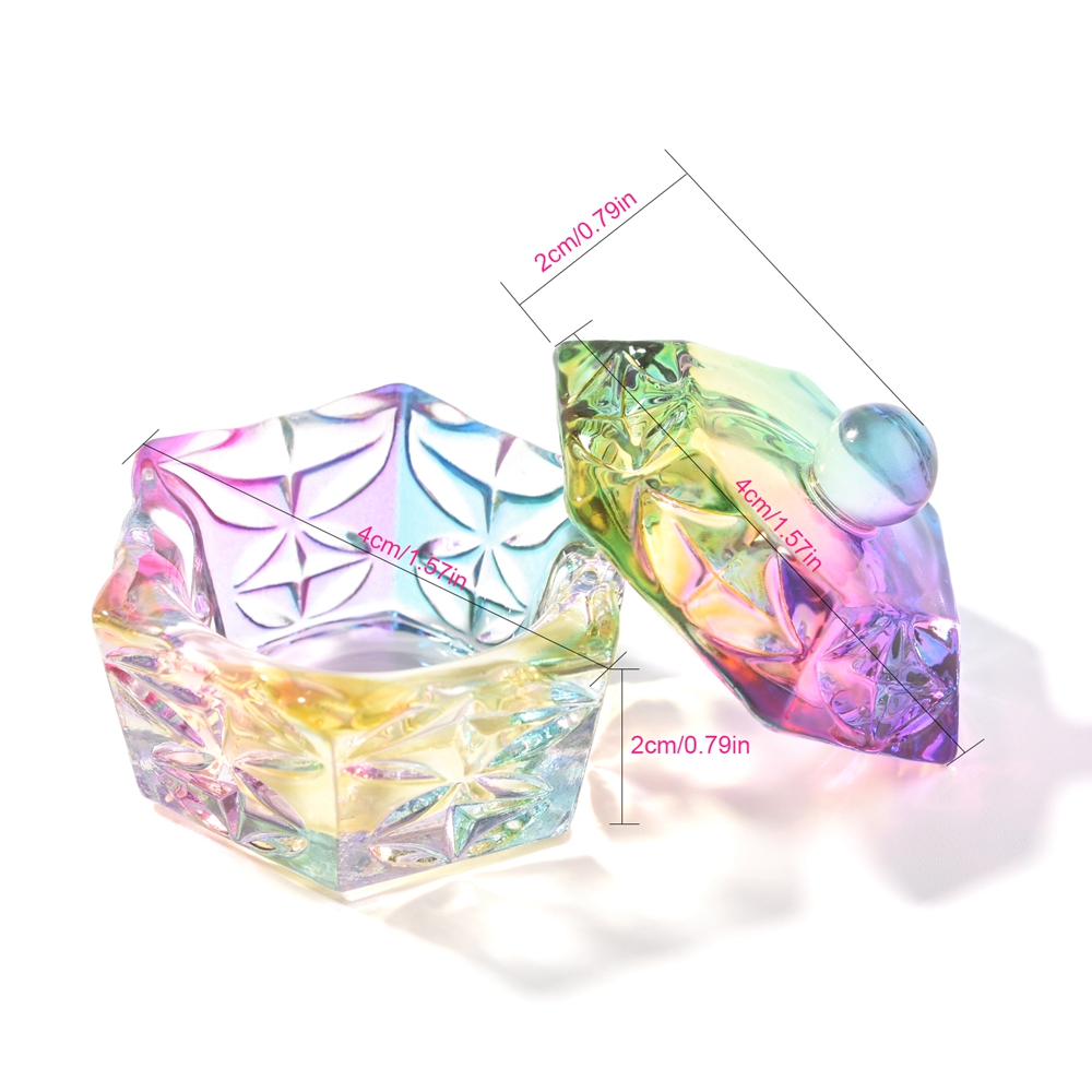 6Pcs Acrylic Nail Dappen Dish with Lid Monomer Acrylic Liquid Powder Holder Container Glass Crystal Cup Colorful Manicure Tools