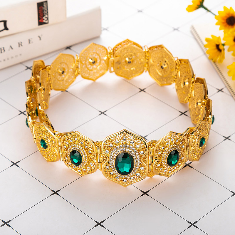 Morocco Women Waist Chain Big gemstone Metal Belt Gold Color Bride Crystal Jewelry Caftan Belly Chain Jewelery