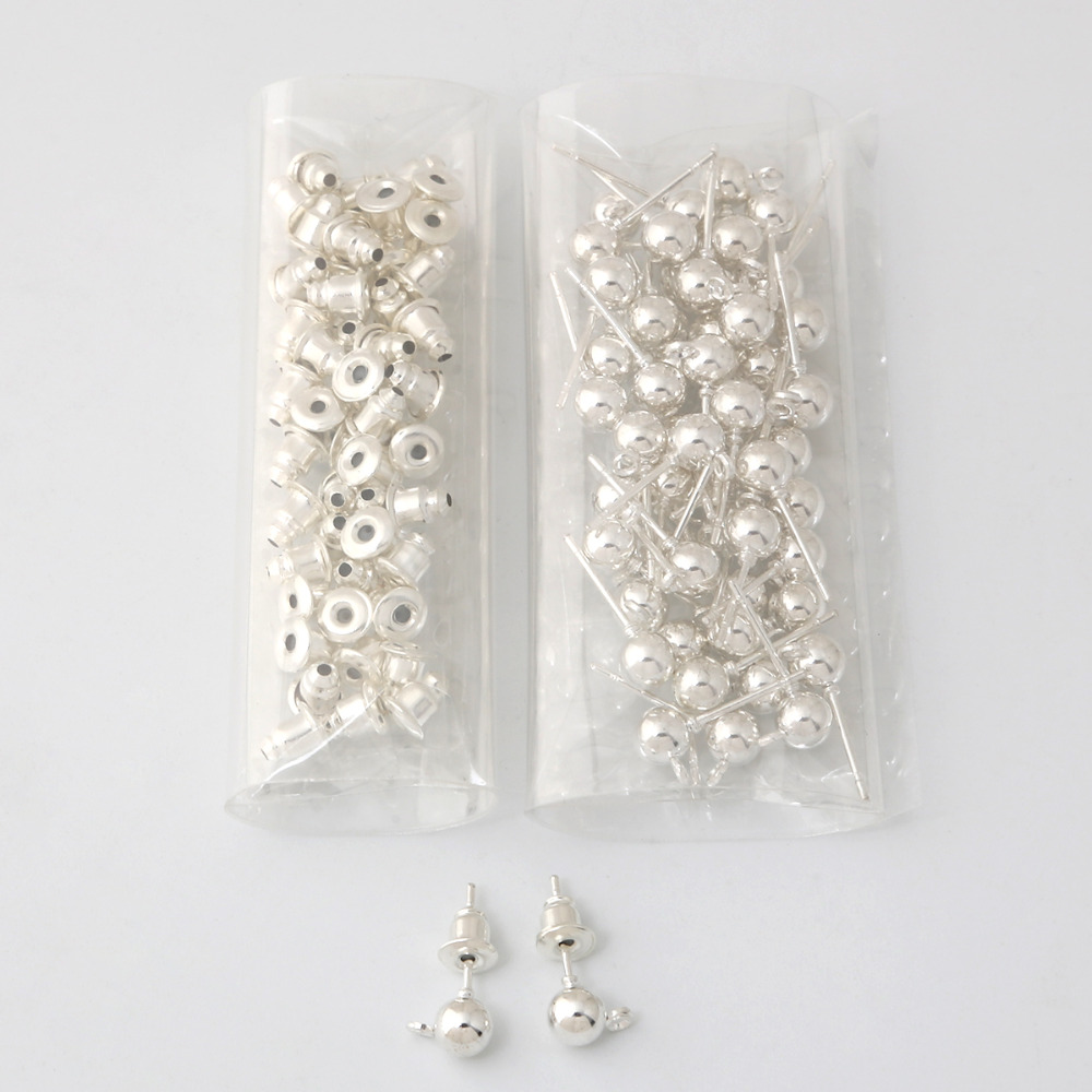 Hot!!! 50sets/bag Gold Silver color Rhodium Plated Metal Stud Earring Findings For DIY Jewelry Making Accessories