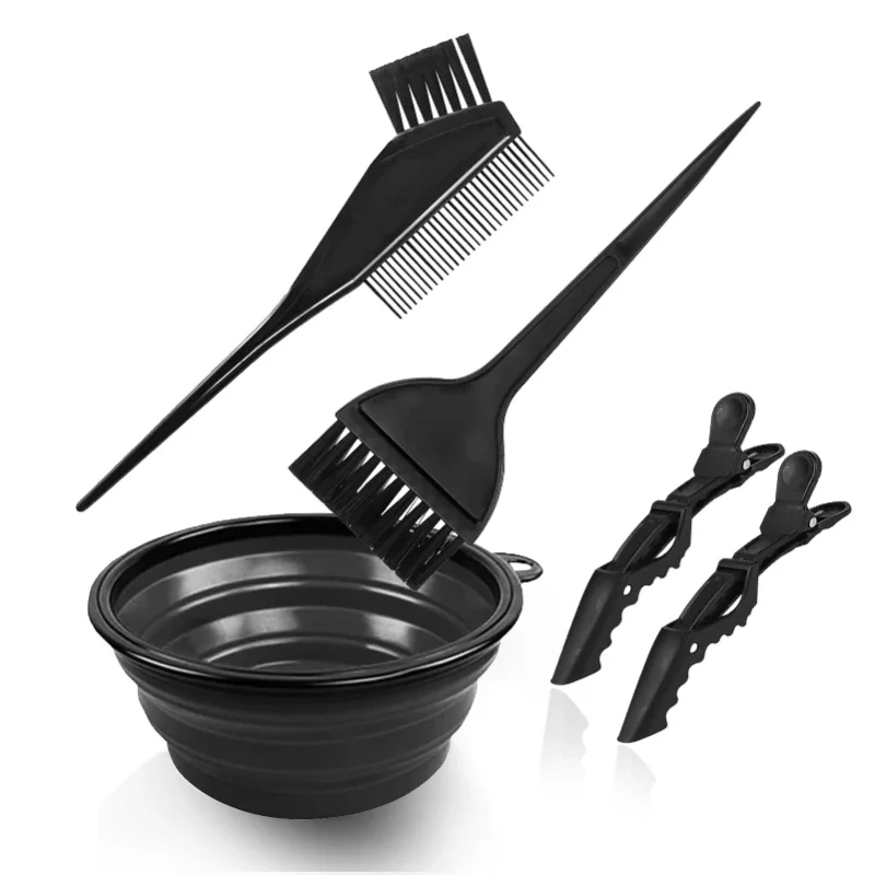 5pcs Professional Color Mixing Bowl Barber Beauty Double Side Comb Washable Hairdressing Brush Hair Dye Set Home Highlighting