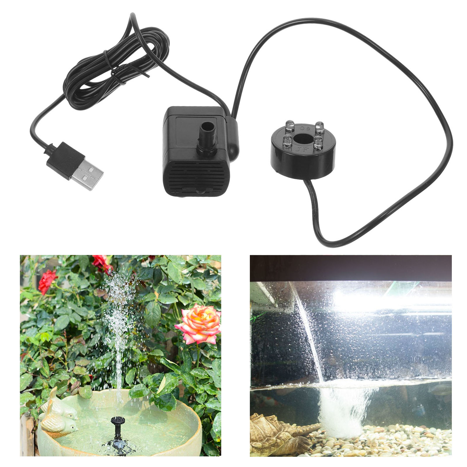 Mini Fish Tank Water Pump Small Fountain Submersible for Outdoor Plastic Pond Filter