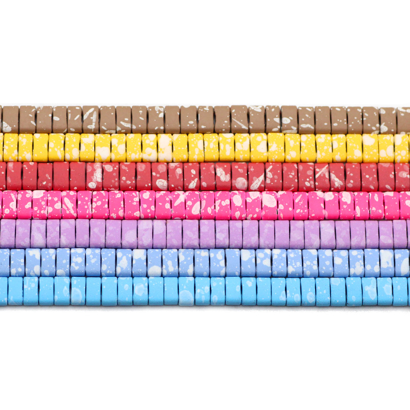 Matte Color 5x2mm Splash-Ink Two Hole Rectangle Rubber Hematite Natural Stone Spacer Loose Beads For Jewelry Making Diy Bracelet
