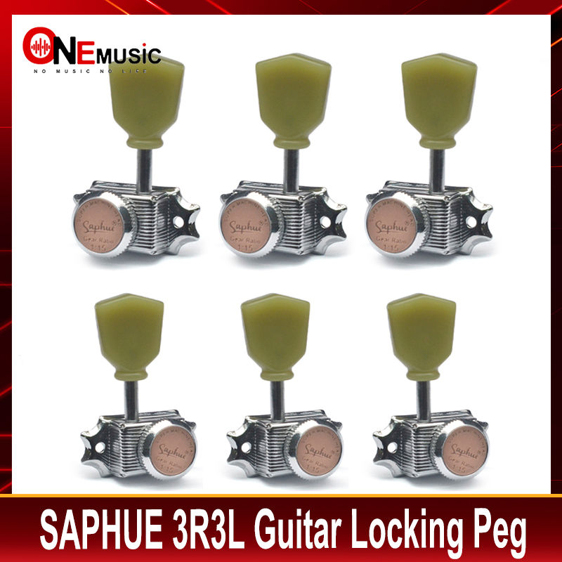 SAPHUE 3+3 Vintage Style Locking Guitar Machine Heads 1:15 Ratio Lock String Deluxe Tuning Key Pegs Tuners Set Replacement