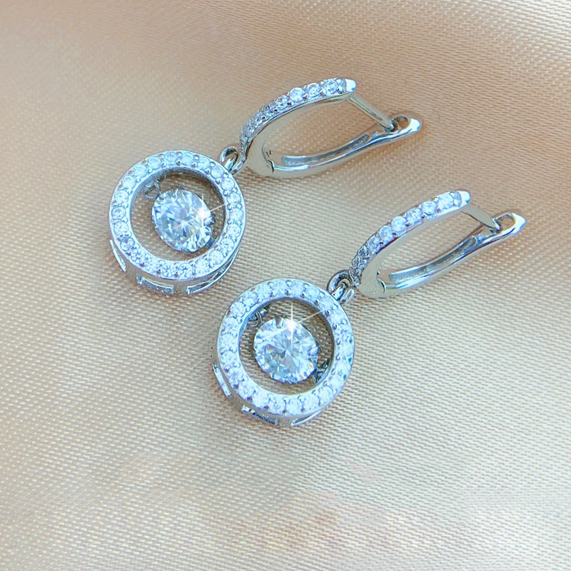 PureNew White Gold Plated 1ct/2ct Moissanite Drop Earring for Women Sparkling Beating Heart Earring S925 Sterling Silver Jewelry